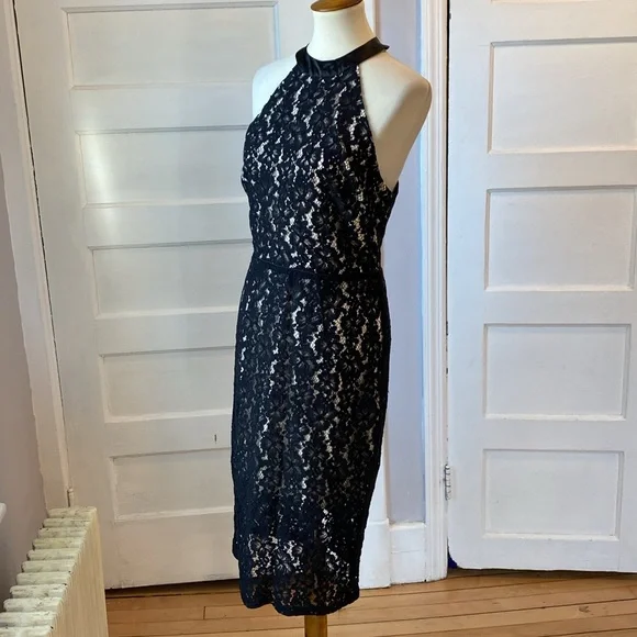 NWT A.B.S. Collection Black Lace Halter Dress, Size 10 - Picture 14 of 17